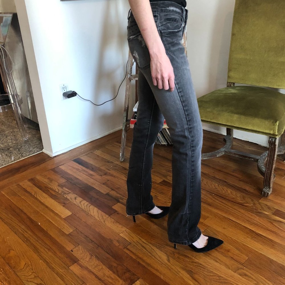 Vintage Y2K KSUBI TSUBI Distressed Straight Leg Denim Jeans - Charcoal Grey Wash - Picture 14 of 16